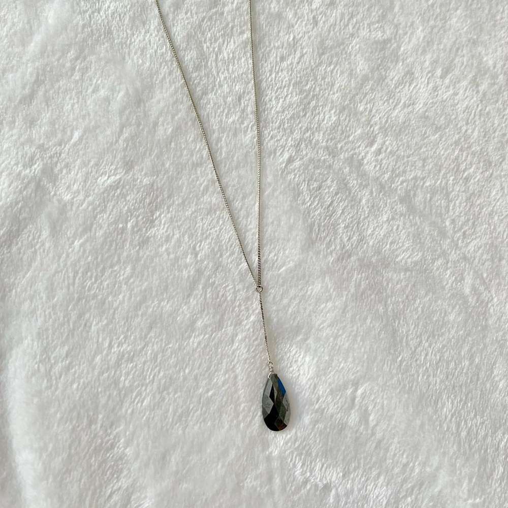 Black Teardrop Silver Tone necklace